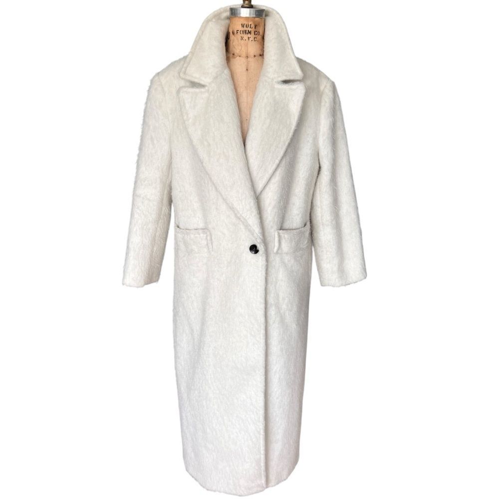 Topshop White Textured  Long Trench Coat Size 0